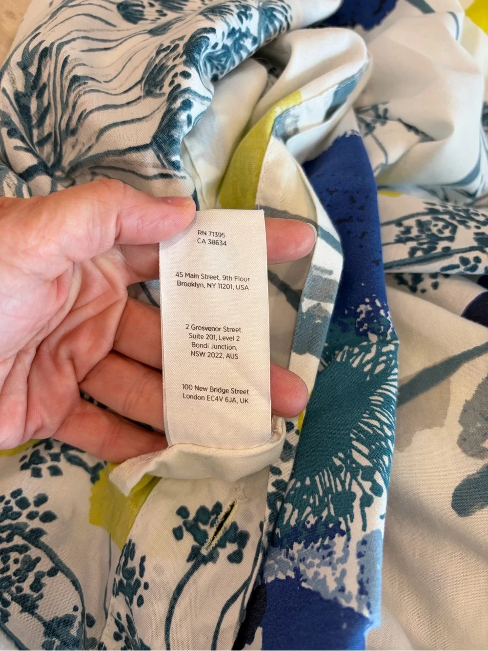 West Elm Blue Poppy Full/Queen Duvet Cover + 3 Shams Blue Yellow Reversib